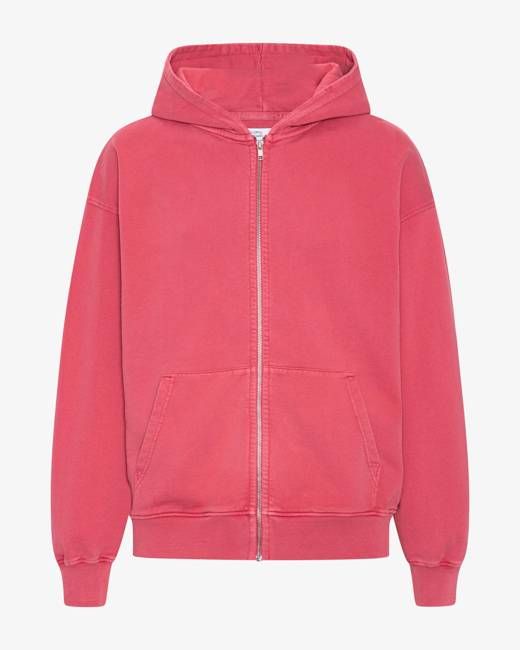 Organic Oversized Zip Hood - Faded Red