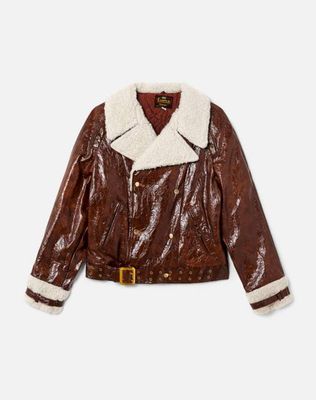 50s Vegan Leather Faux Shearling Jacket- #14