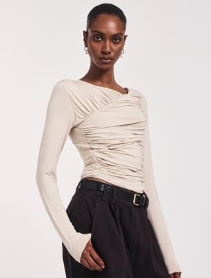 Mona Long Sleeve Top in Enoki Mushroom