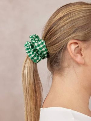 India - Hair Scrunchie - Green Gingham