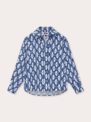 Kids White Heron Abaco Linen Shirt