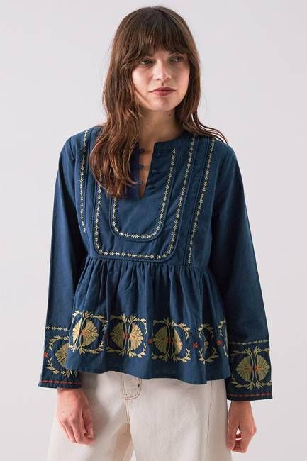 Katie Embroidered Peplum Blouse
