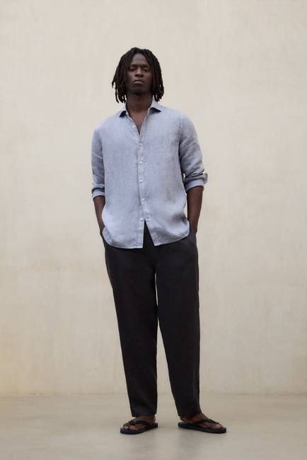 BLUE ALFREDO LINEN SHIRT