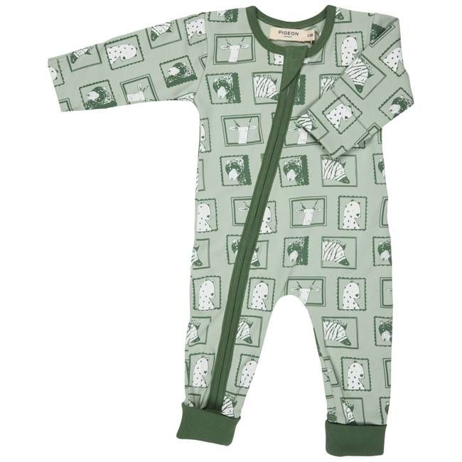 Zip Romper - Portraits On Green