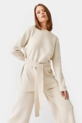 Knitted belted tunic