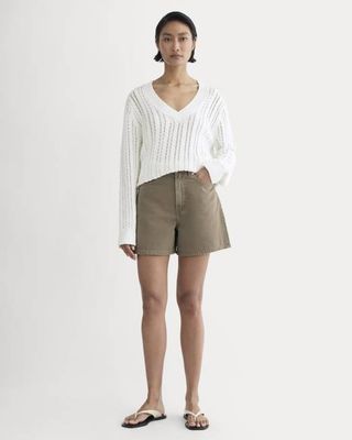 The A-Line Denim Short | Garment-Dyed Chocolate