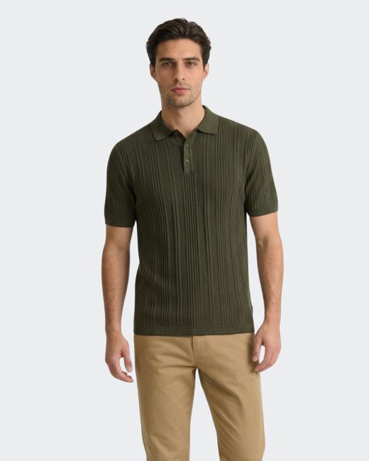 Olive Cotton Short Sleeve Knit Polo
