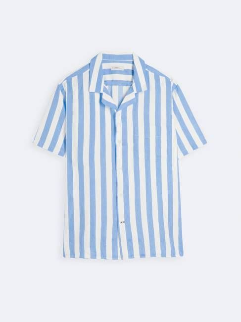 Linen Shirt Short Orto Blue