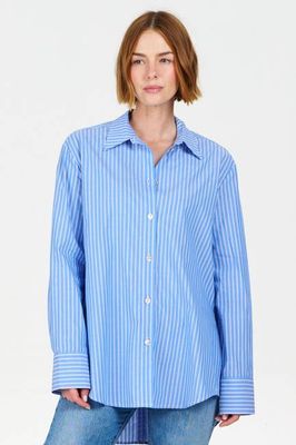 BUSBY Organic Cotton Shirt - Blue Stripe