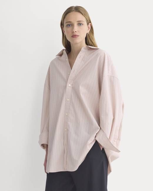Back-Tie Oversized Shirt in Washed Poplin | Burnished Lilac/Gardenia