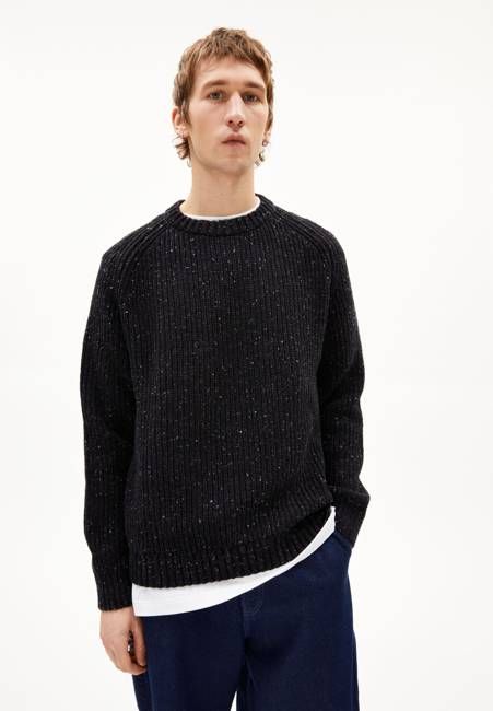 KIAANO TWEED KNIT SWEATER | black-oatmilk tweed