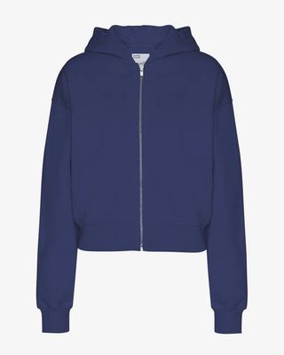 Organic Crop Zip Hood - Marine Blue