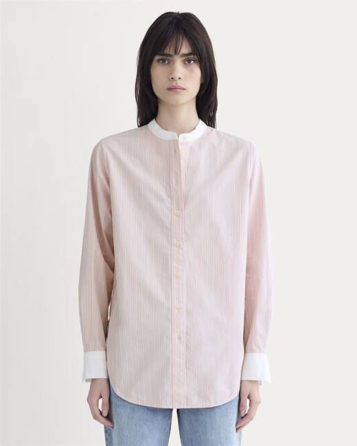 The Oversized Shirt in Ultrasoft Cotton | Pink / White