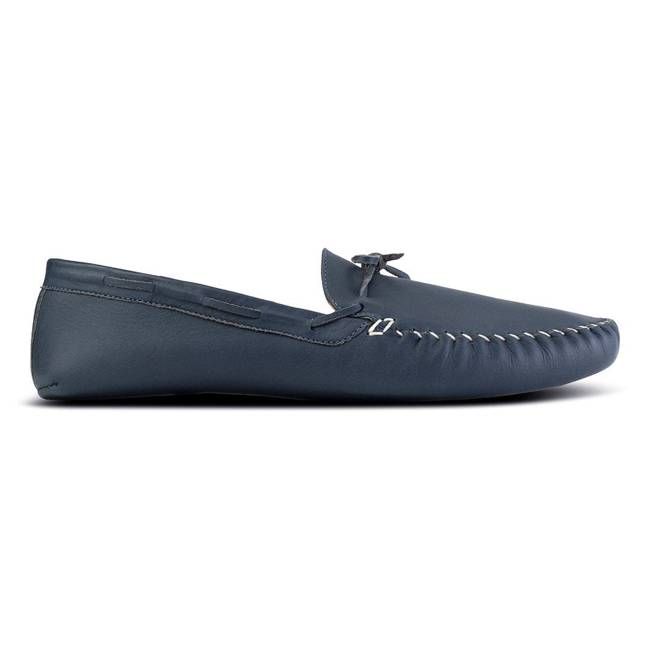 The Men's Moccasin in Denim Blue ~ Wide