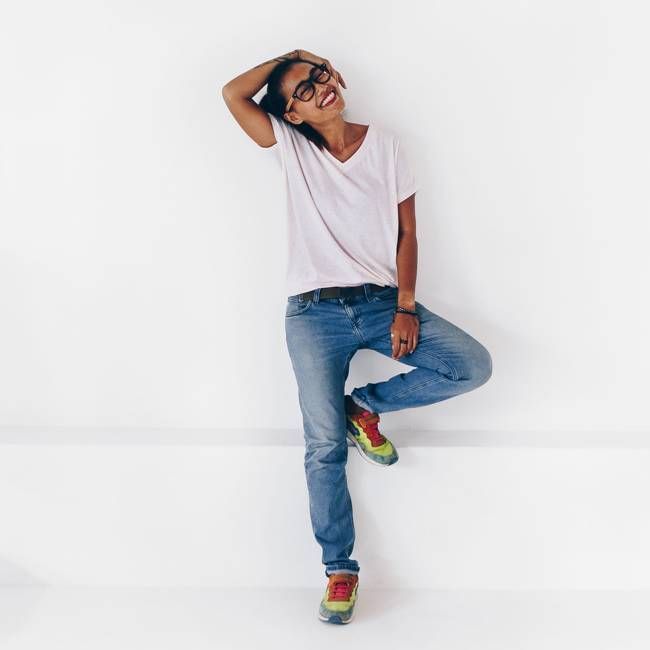 T-shirt vlinder model - gerecyclede stof - roze fluor melange