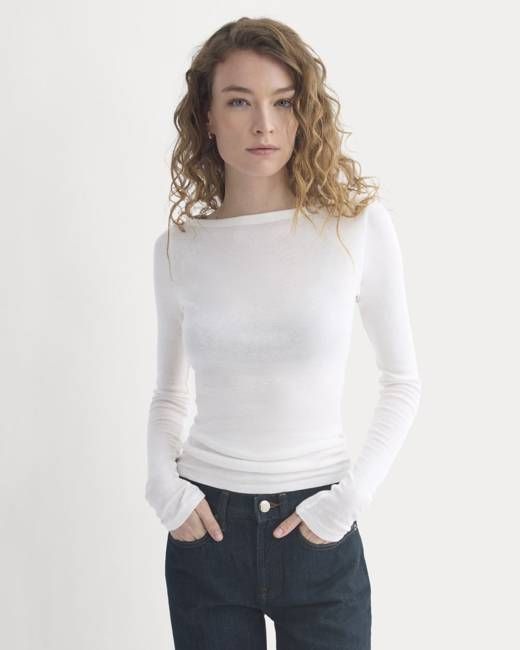 Tissue Boatneck Top | Bone