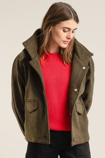 WICKER Recycled Wool Poly Coat - Olive