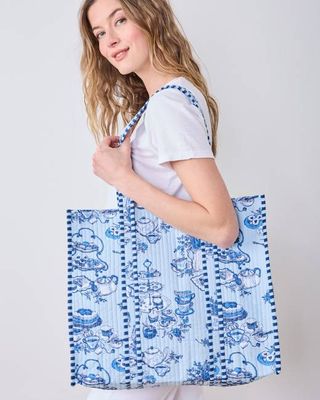 High Tea Toile - Traveler Tote - Notting Hill Blue