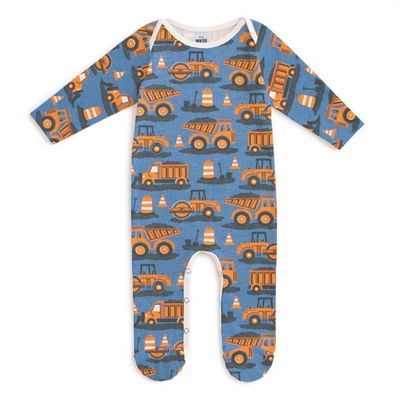 Footed Romper - Roadwork Orange & Blue
