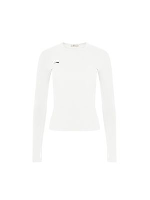Archive Womens 365 Cotton-Stretch Long-Sleeved Top—Off-White