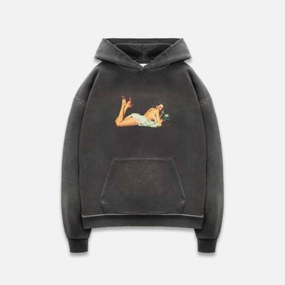Pin Up Washed Black Hoodie