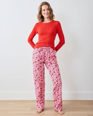 Red Ribbons - Petite PJ Pants - Pink Tinsel