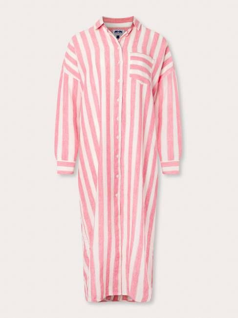 Women's Strawberries & Cream Sapodilla Linen Shirt Dress