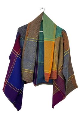 New! Short Cape Coat Joy Plaid No.3