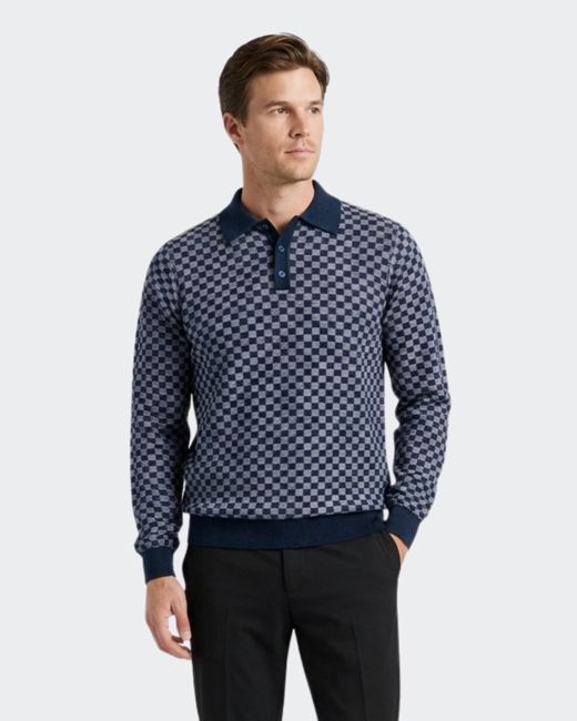 Vustra Modern Checkered Elegance Textured Men's Polo