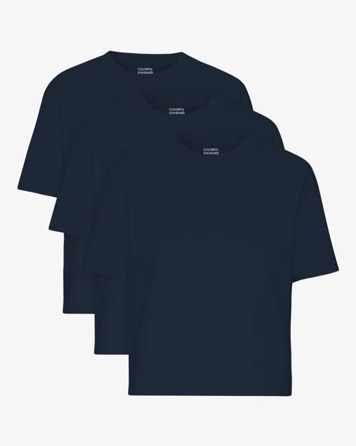 Organic Boxy Crop Tee - Navy Blue (3-Pack)