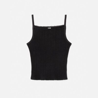 Hanes Pointelle Square Neck Tank - Black