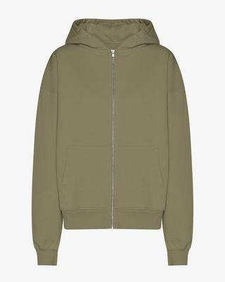 Organic Oversized Zip Hood - Dusty Olive