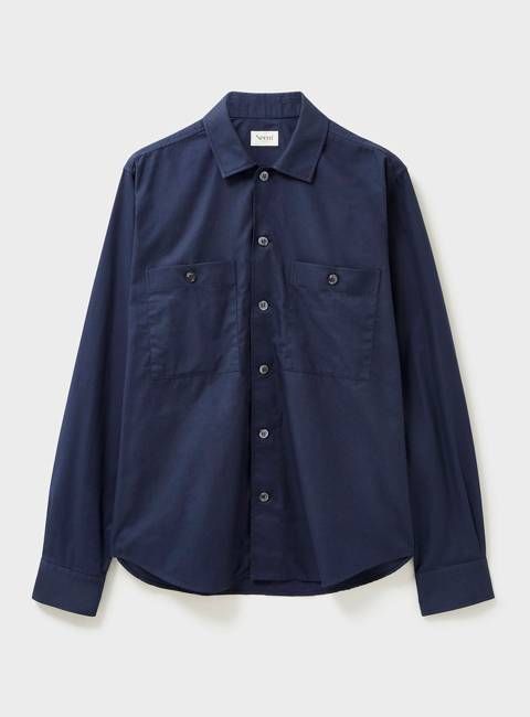 Regenerative Cotton Navy Double Pocket Shirt