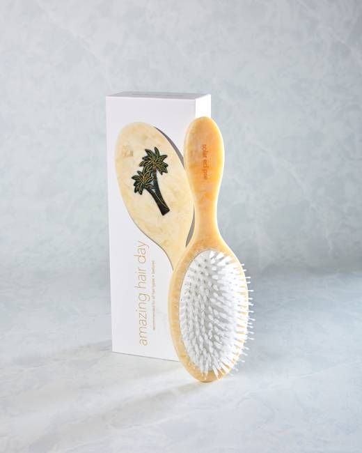 Ivory Combo - Hand Painted Palm Trees Amazing Hair Brush - Solar Eclipse