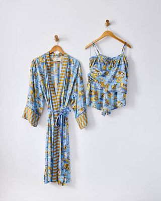 Palm Royale Pooches - Eco Satin Robe & Sydney Set Bundle - Cerulean Splash