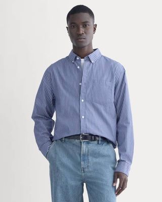 Washed Poplin Shirt | Mazarine Blue / Optic White