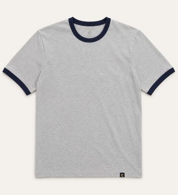 GREY T-SHIRT WITH DARK BLUE TRIM