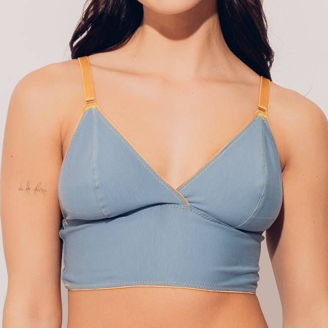 Organic Cotton Simplicité Bralette - Blue