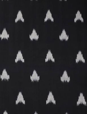 Black White Ikat Handwoven Cotton Fabric by the Yard