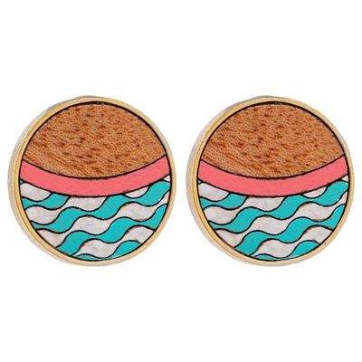 Island Recycled Wood Gold Earrings