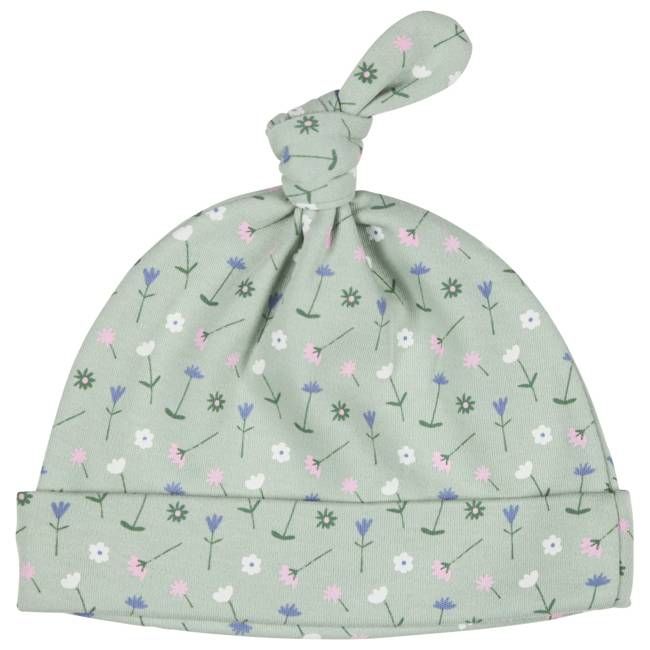 Knotted Hat - Flowers, Green