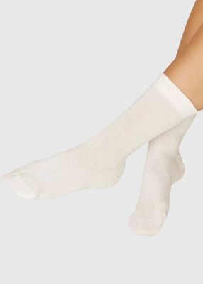 Chaussettes côtelées en coton bio ivoire
