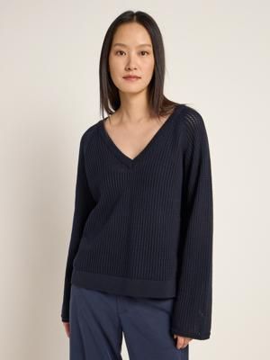 Sweater with mesh structure (GOTS)