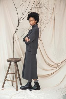 Mio Organic Cotton Knitted Skirt in Grey Marl