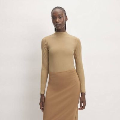 The Supima® Form Funnel Neck Tee | Tiger's Eye