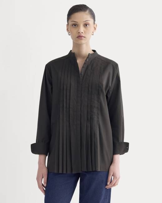 The Pleated Shirt in Silky Cotton | Black