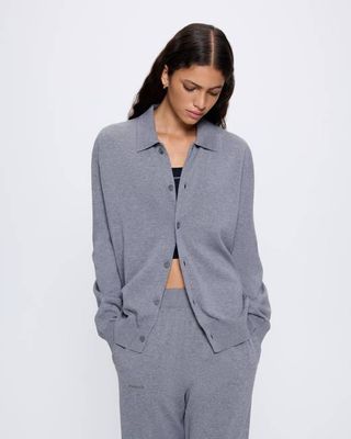 Archive Womens DNA Knitted Collared Shirt—grey marl