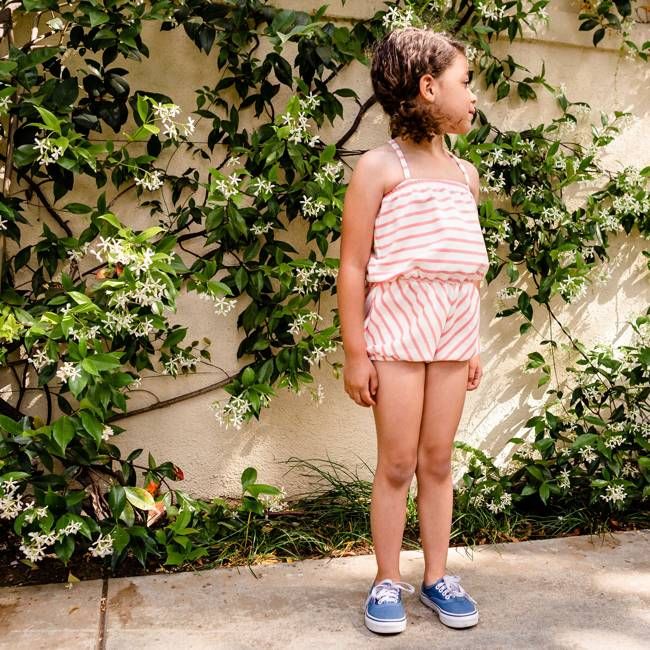 edith romper | adobe stripe