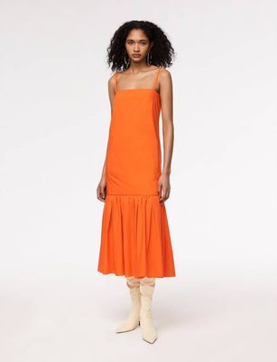 Gathered Flounce Dress | Tangerine