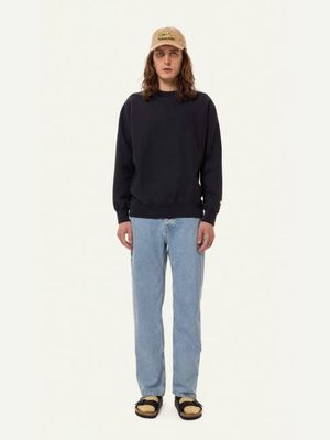 Hasse Sweater Crew Neck Navy organic cotton | Nudie Jeans